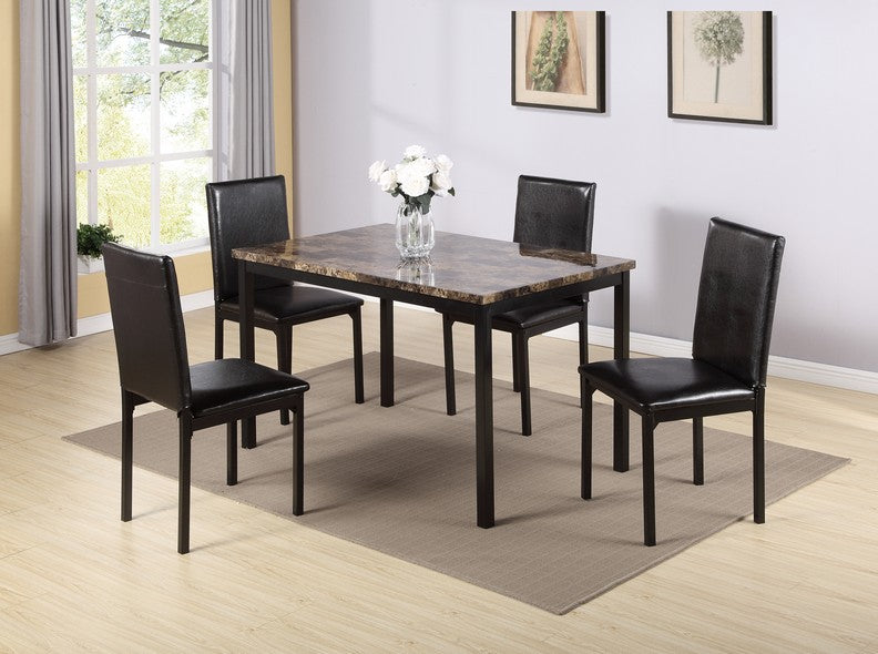 Light Brown Marble Dining Table with Black Metal Legs 1520