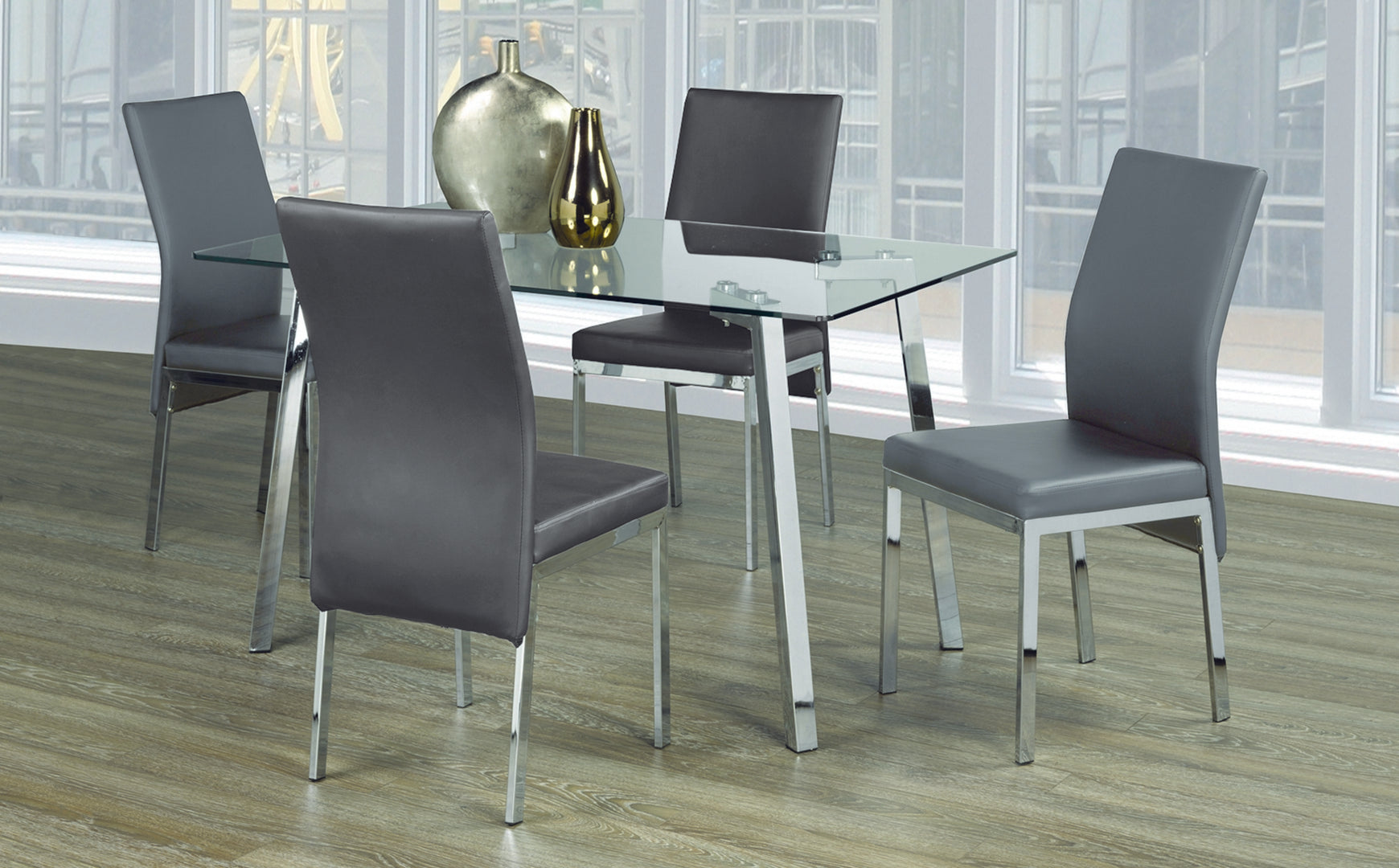 Rectangular Glass Dining Table with Chrome Legs 5065