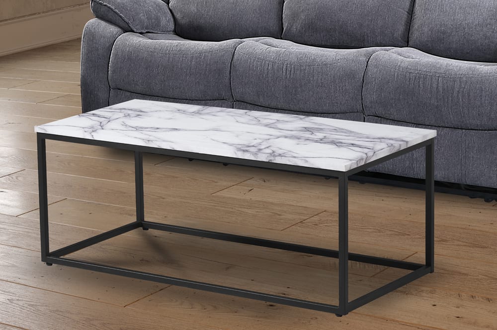 Rectangular Coffee Table With Faux Marble Table Top T 5338