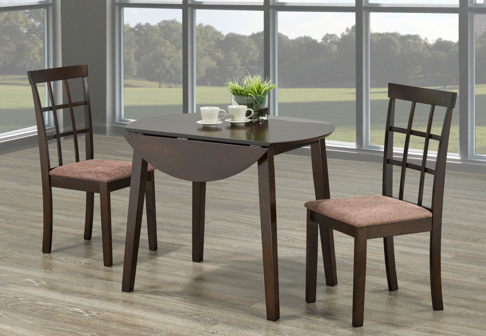 Espresso Wooden Dining Table With 2 Chairs Toronto/1010