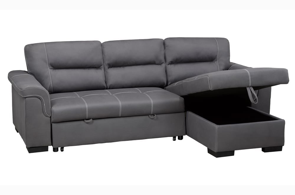 Grey Pull Out Sofa Sectional T1217