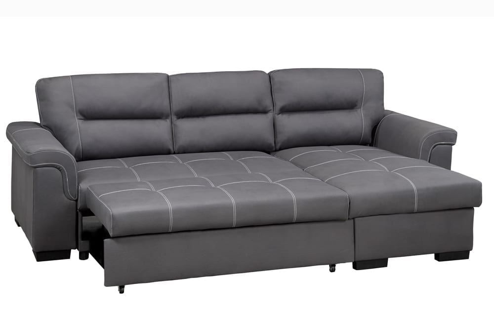 Grey Pull Out Sofa Sectional T1217