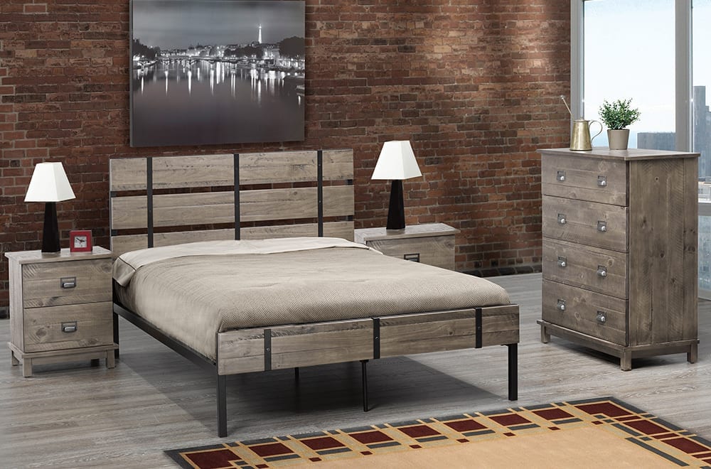 Distressed Grey Metal Bed T2337
