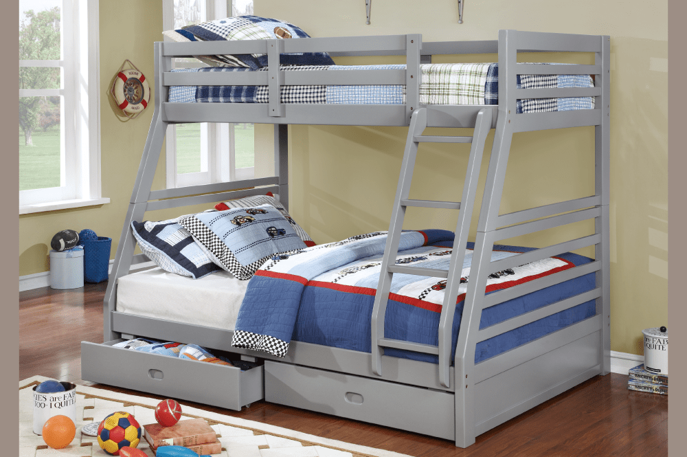 SingleOver Double Bunk Bed with Two Drawers Grey 2700