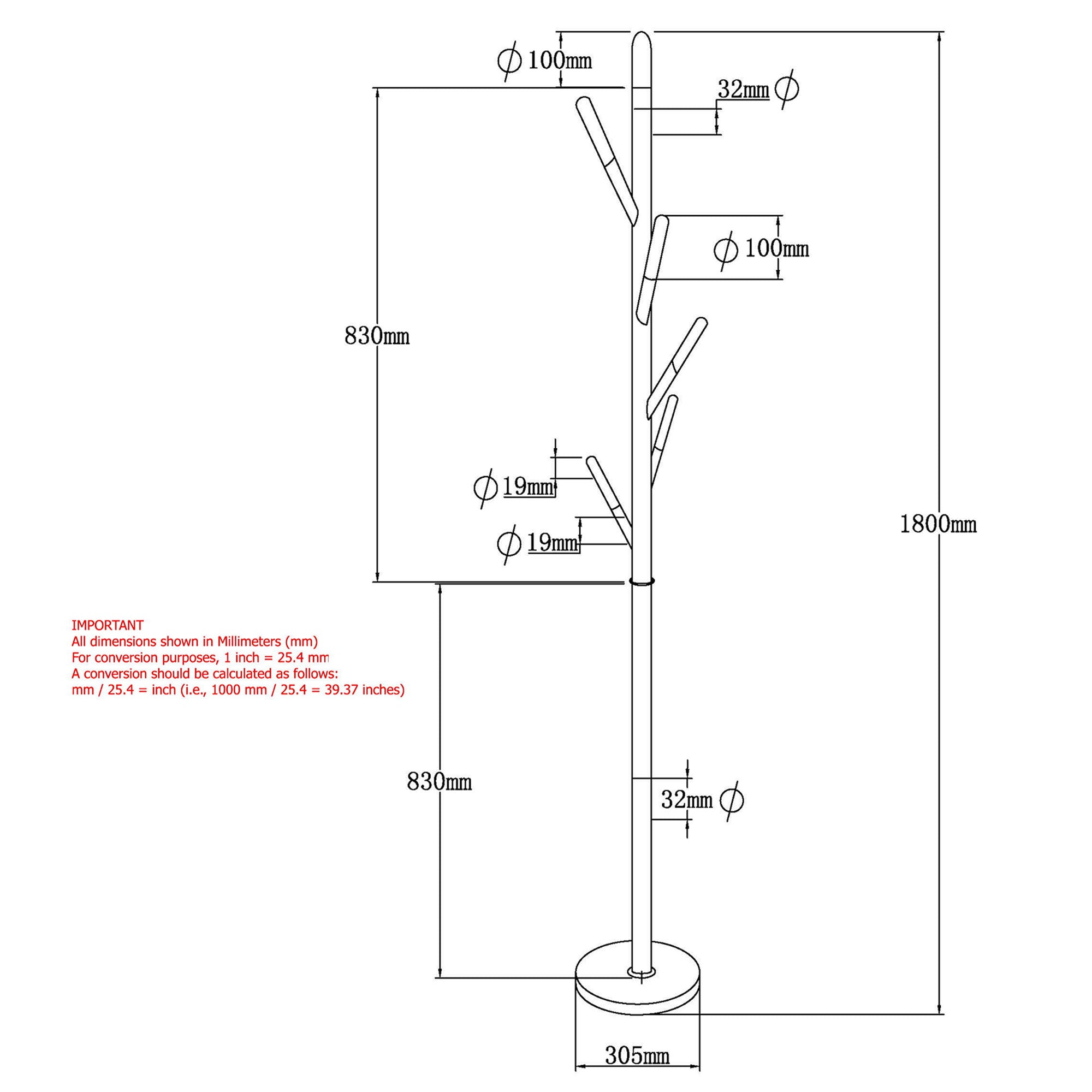 Tenley Coat Rack in Black 552-972BK