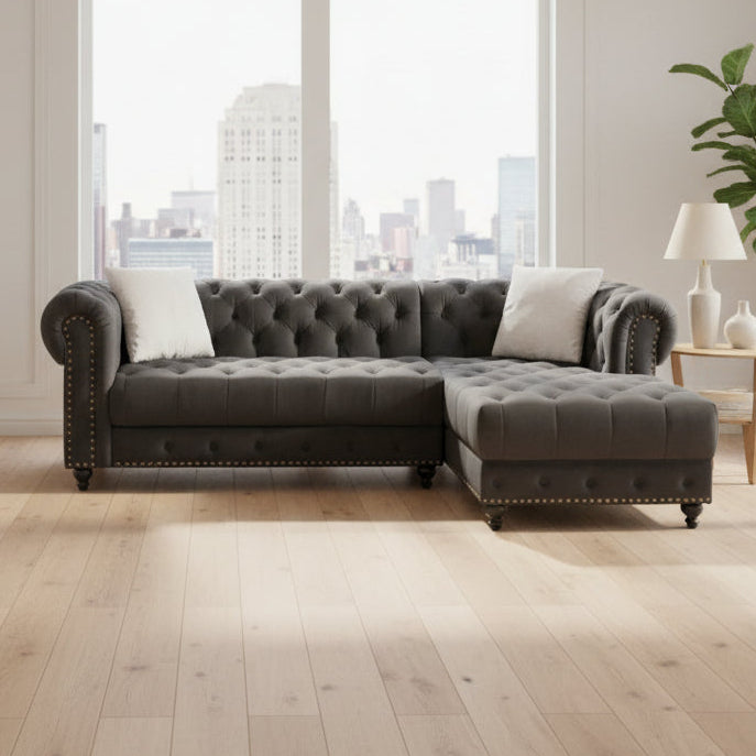 reversible blue velvet sectional sofa 2