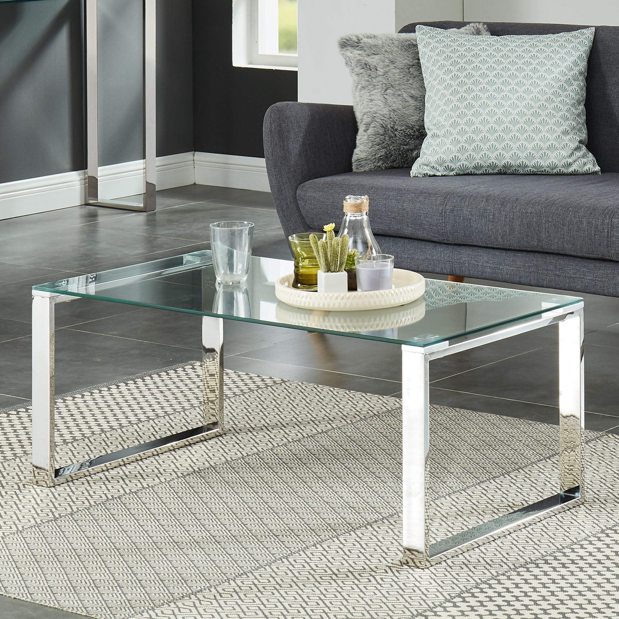 Zevon Coffee Table in Silver 301-408CH