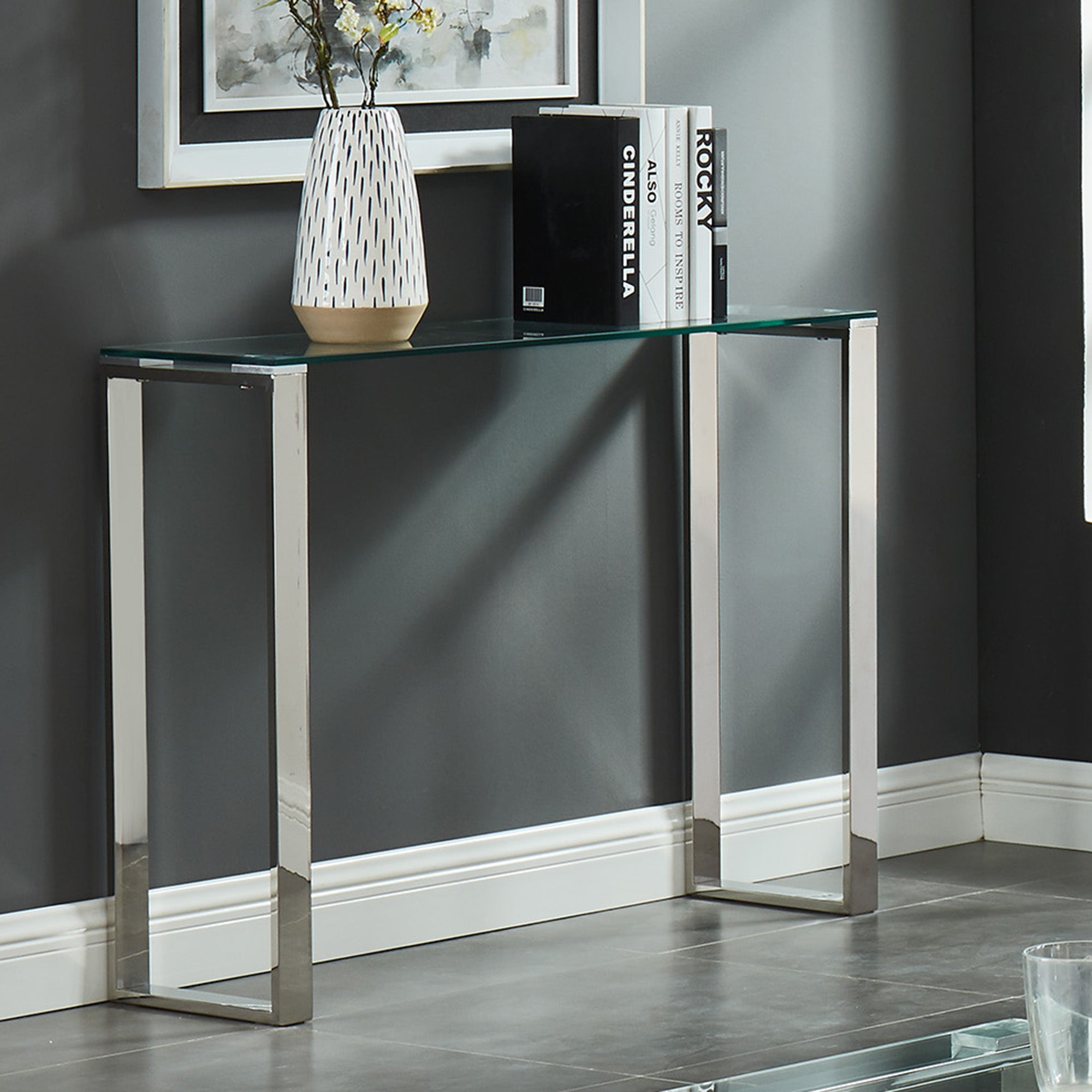 Zevon Console/Desk in Silver 502-408CH