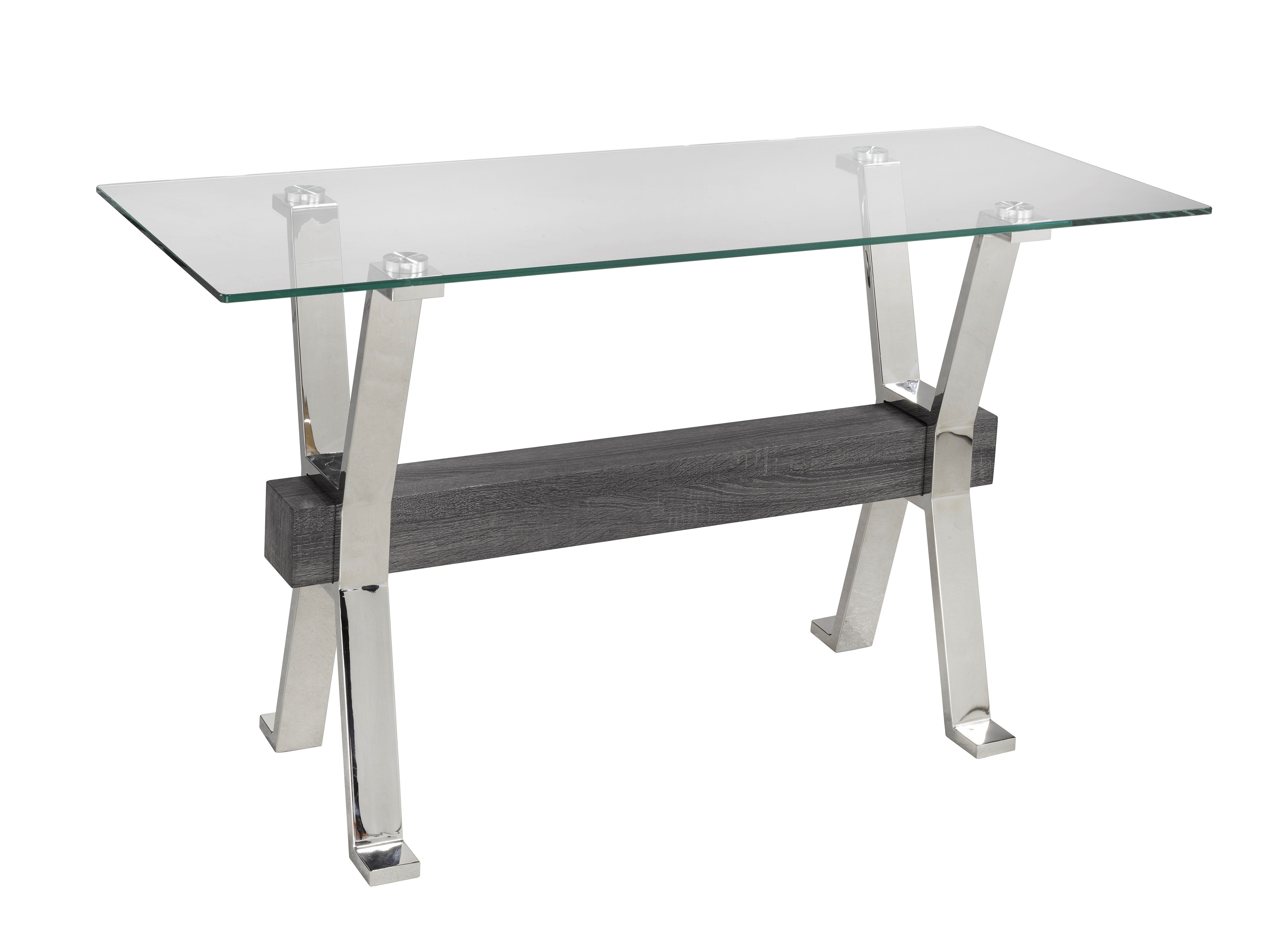 Stylish Rectangular Glass Sofa Table Gray & Silver B-843 S