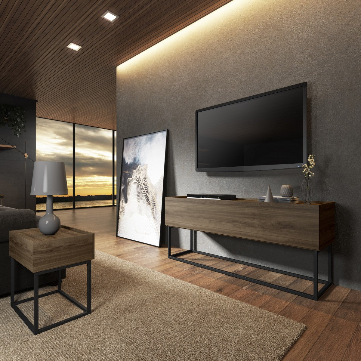 Black Matte Night Stand 1343