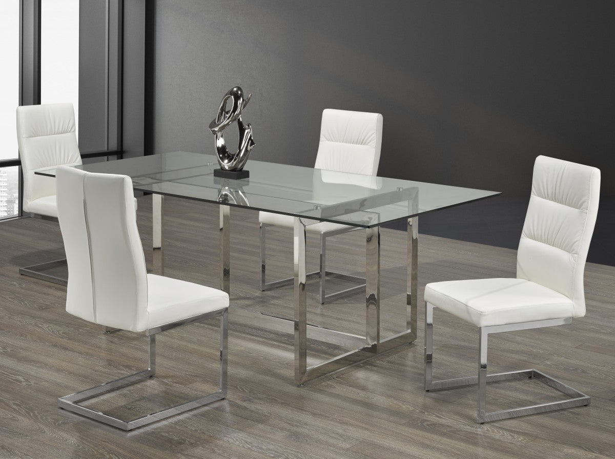 White Rectangular Dining Table With 4 Chairs 5004