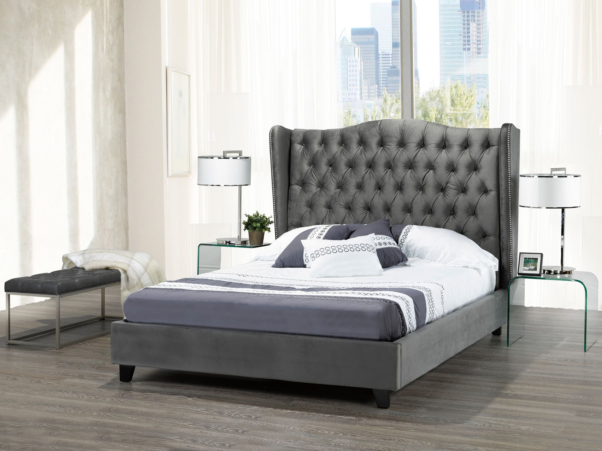King Platform Bed Grey B1800K-GR