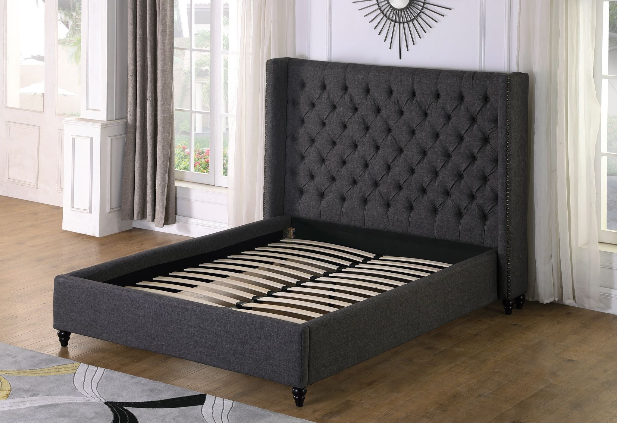 Grey Tufted Platform Bed B1920K-GR