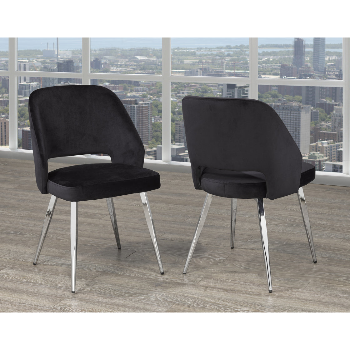 Ella Black Velvet Dining Chair Set Of 2 C-1205 BLK