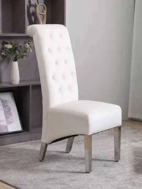 2PC Crème Velvet Dining Chair C-1273