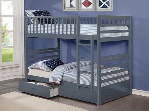 Single/Single Grey Wooden Bunk Bed B 110G