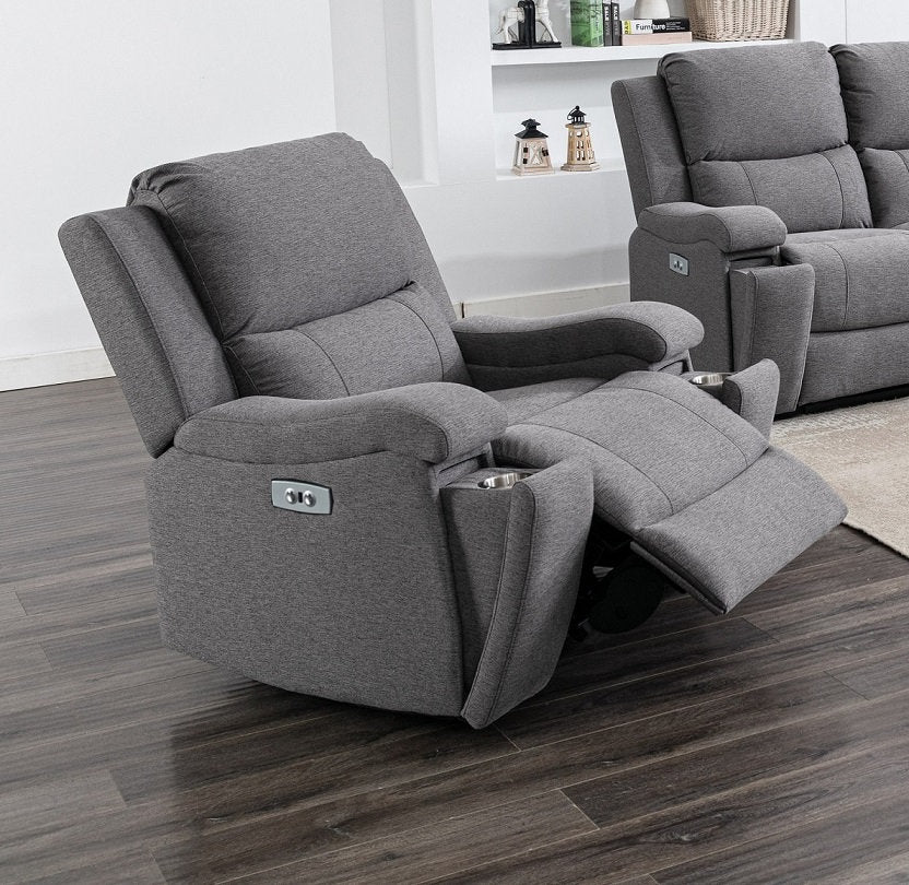 Grey Fabric Power Recliner Collection 8030