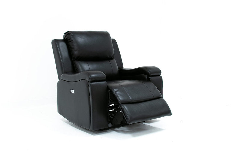 Black Leather Gel Power Recliner Sofa Set 8032