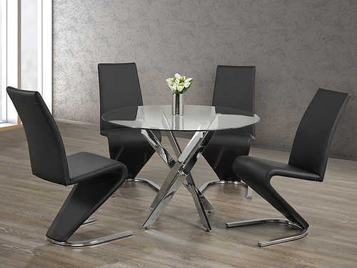 Tempered Clear Glass Dining Table With Chrome Legs T-1447