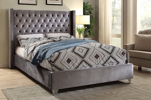 Grey Velvet Bed IF 5890