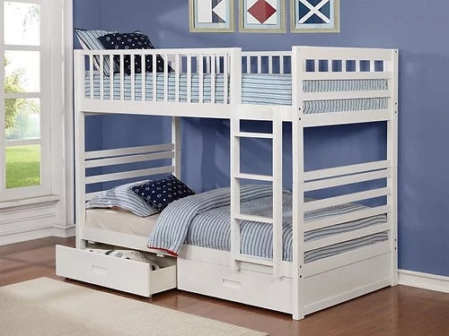 Single/Single White Wooden Bunk Bed B 110W
