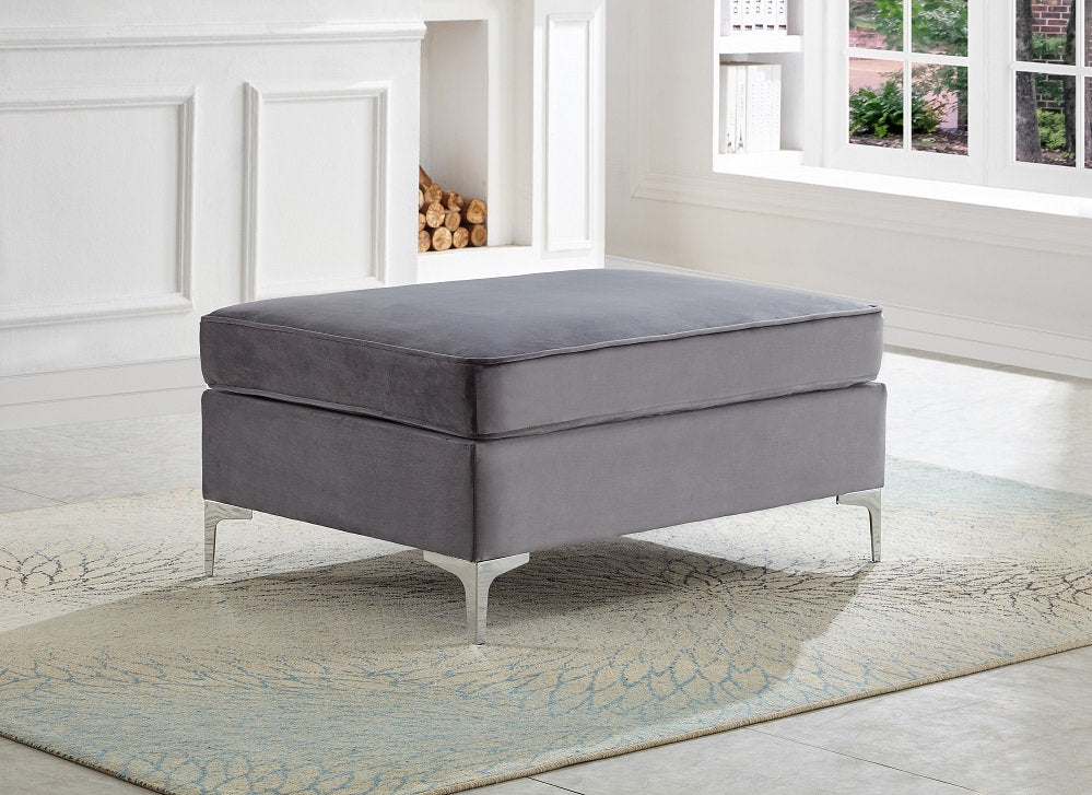 Grey Velvet Ottoman 9281