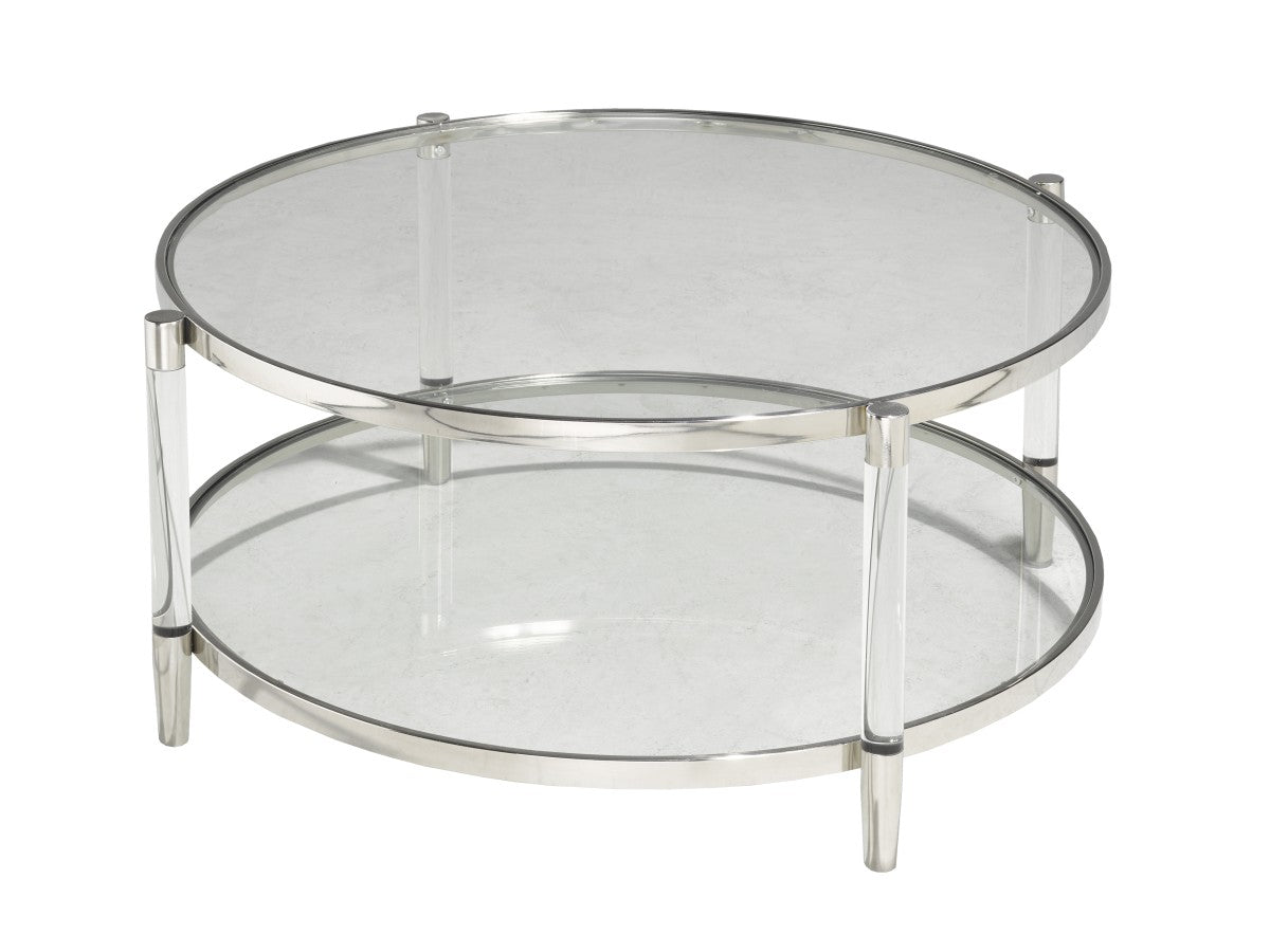 Round Glass Coffee Table With Acrylic Legs 1320C