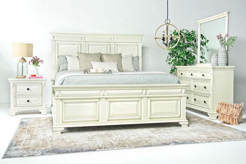 Calloway Panel Bedroom Set in White - 6 PCS