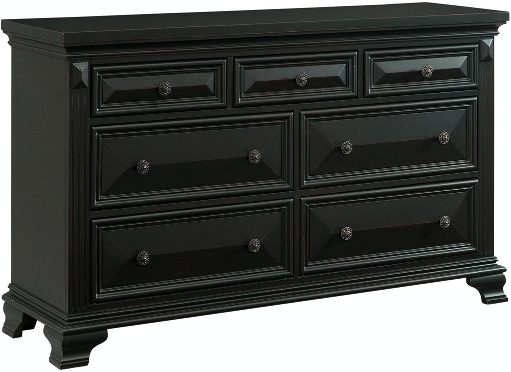 Calloway Panel Bedroom Set in Antique Black - 6 PCS