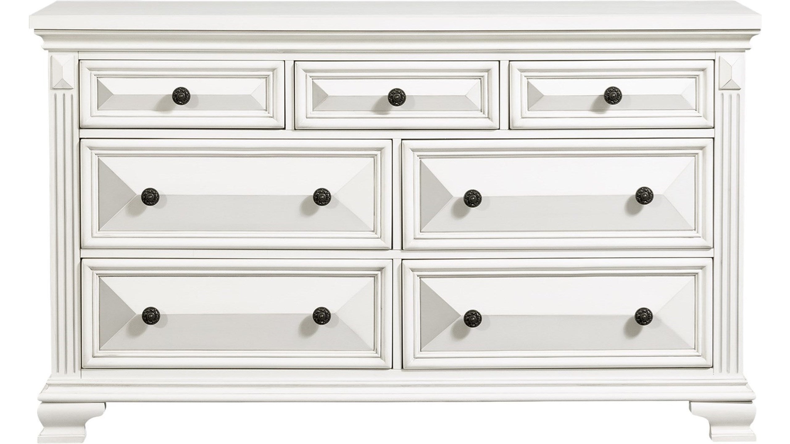 Calloway Panel Bedroom Set in White - 6 PCS