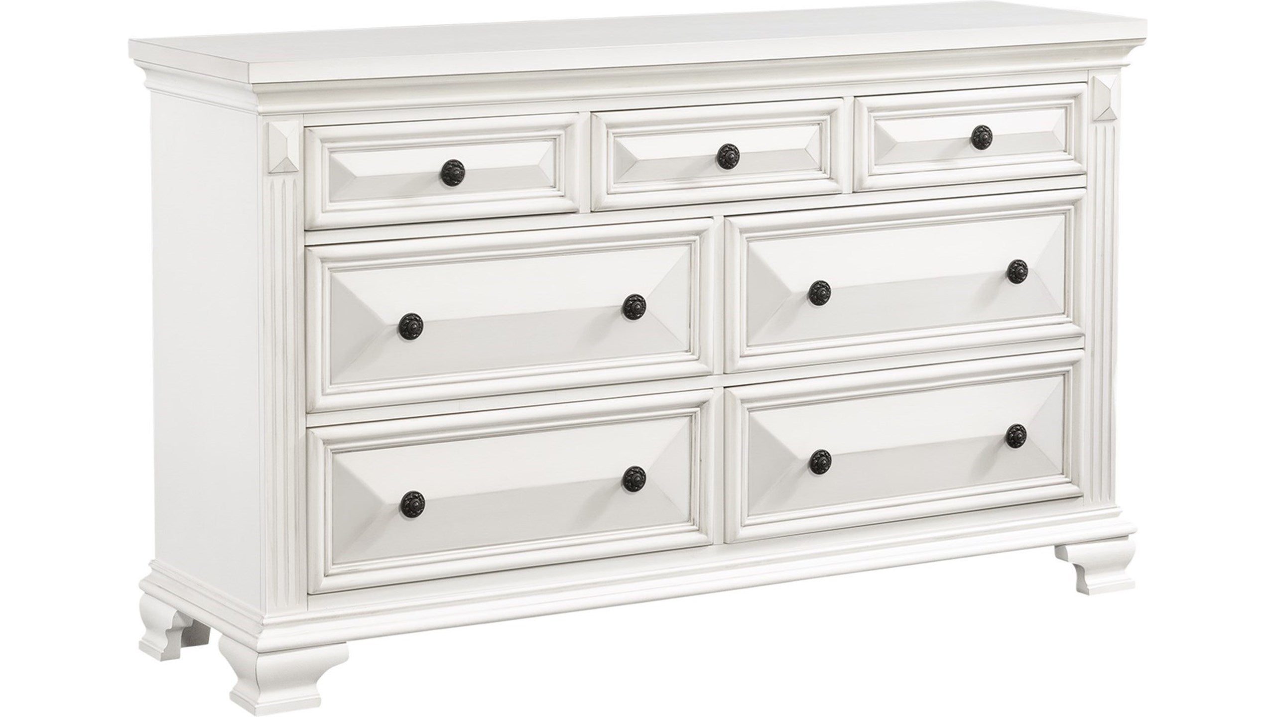 Calloway Panel Bedroom Set in White - 6 PCS