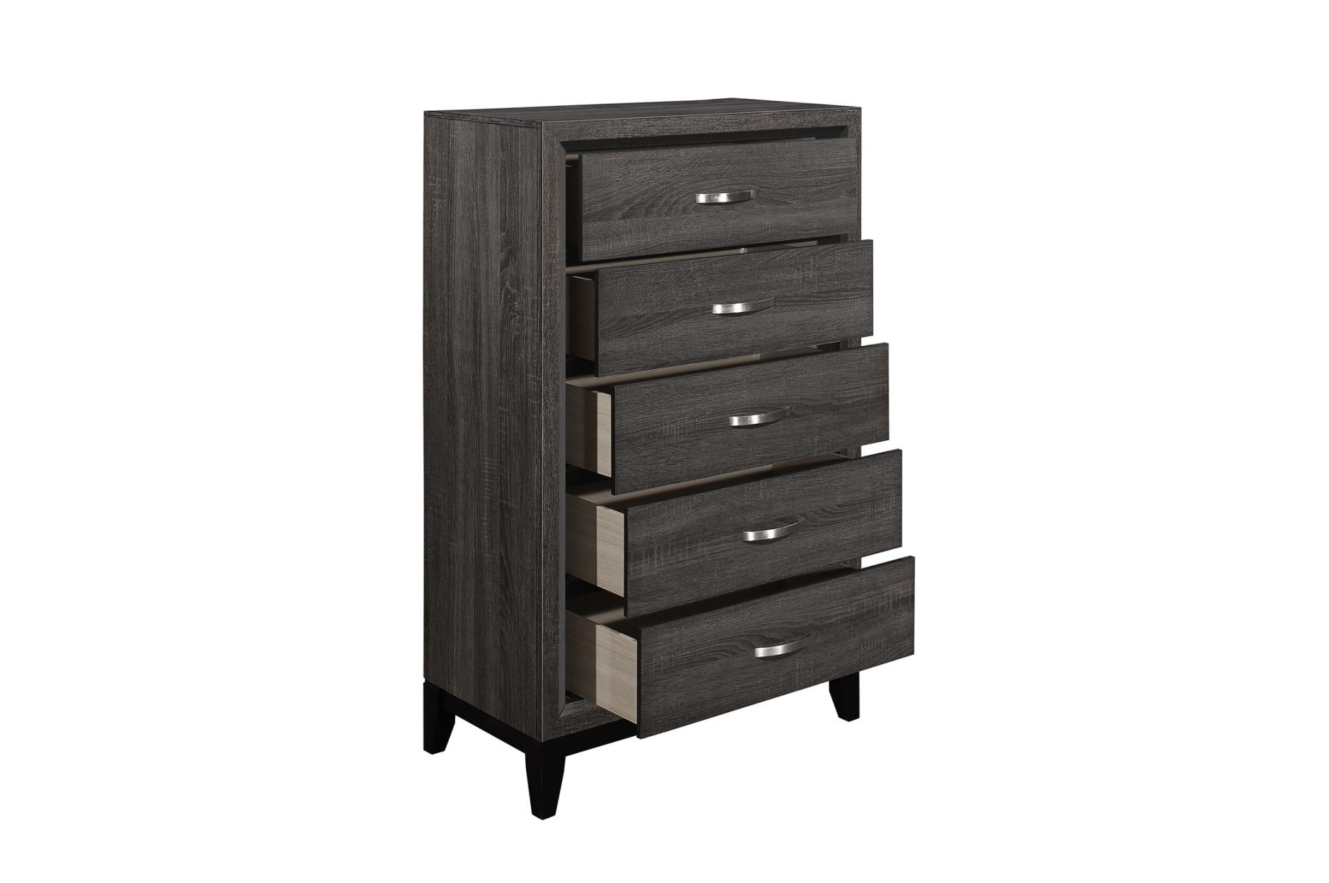 Davi Grey Wooden 5 Drawer Chest 1645