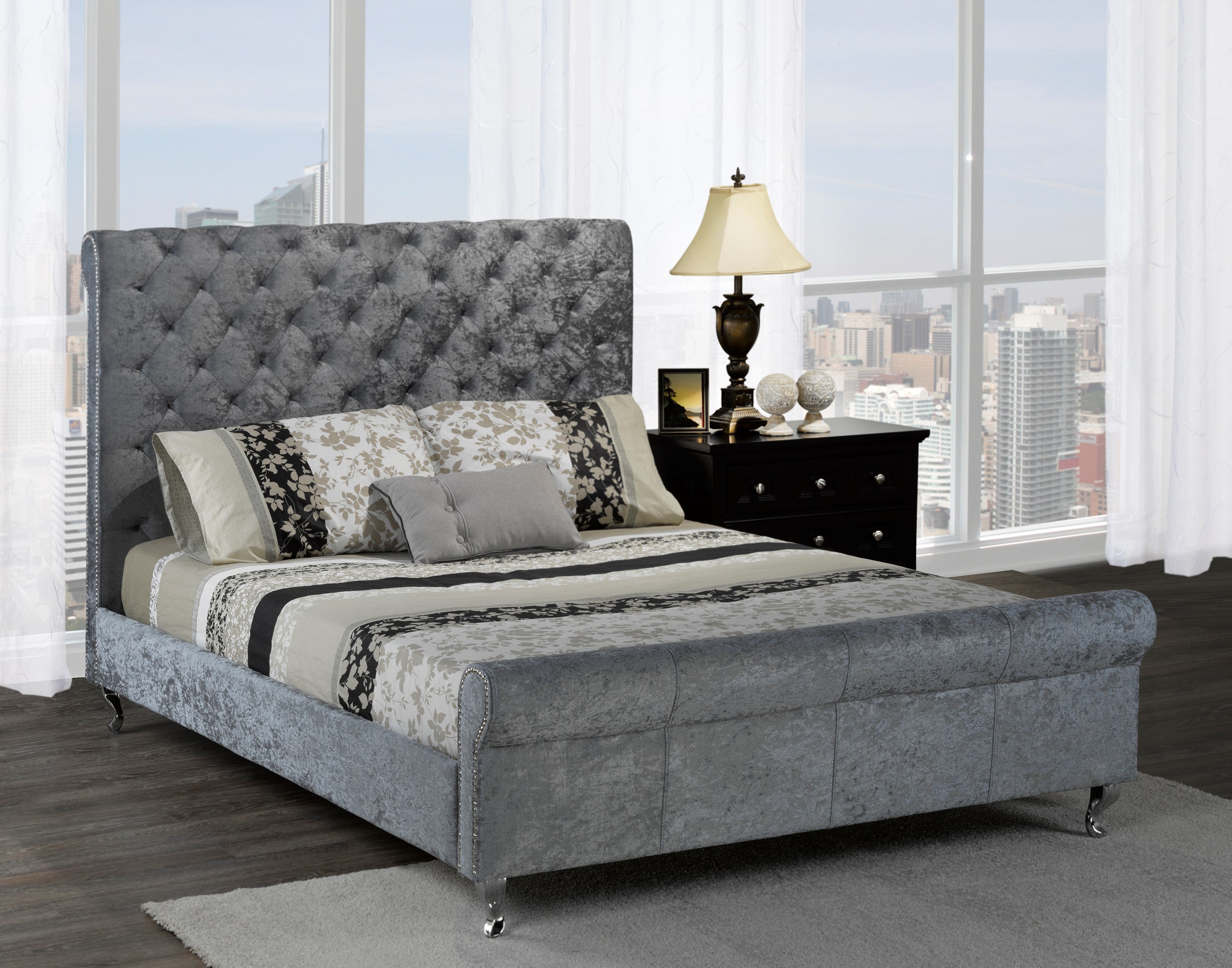 Tufted Full Platform Bed Silver 7316F-SIL