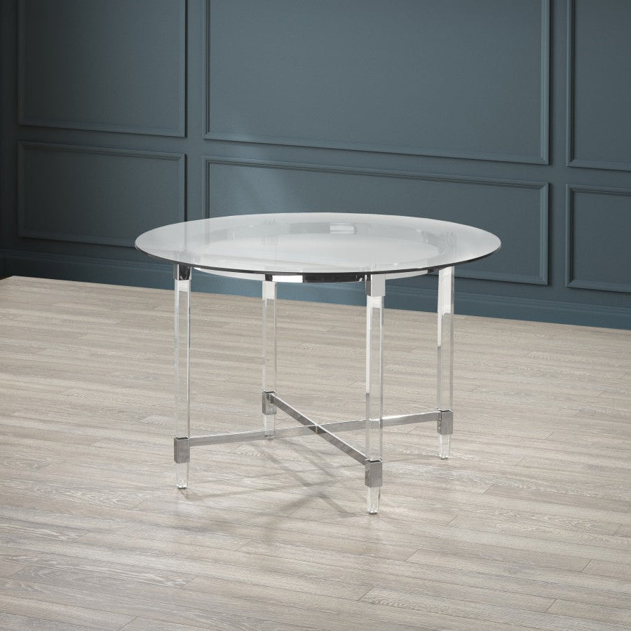 Round Chrome Dining Table With Acrylic Legs 61533-T