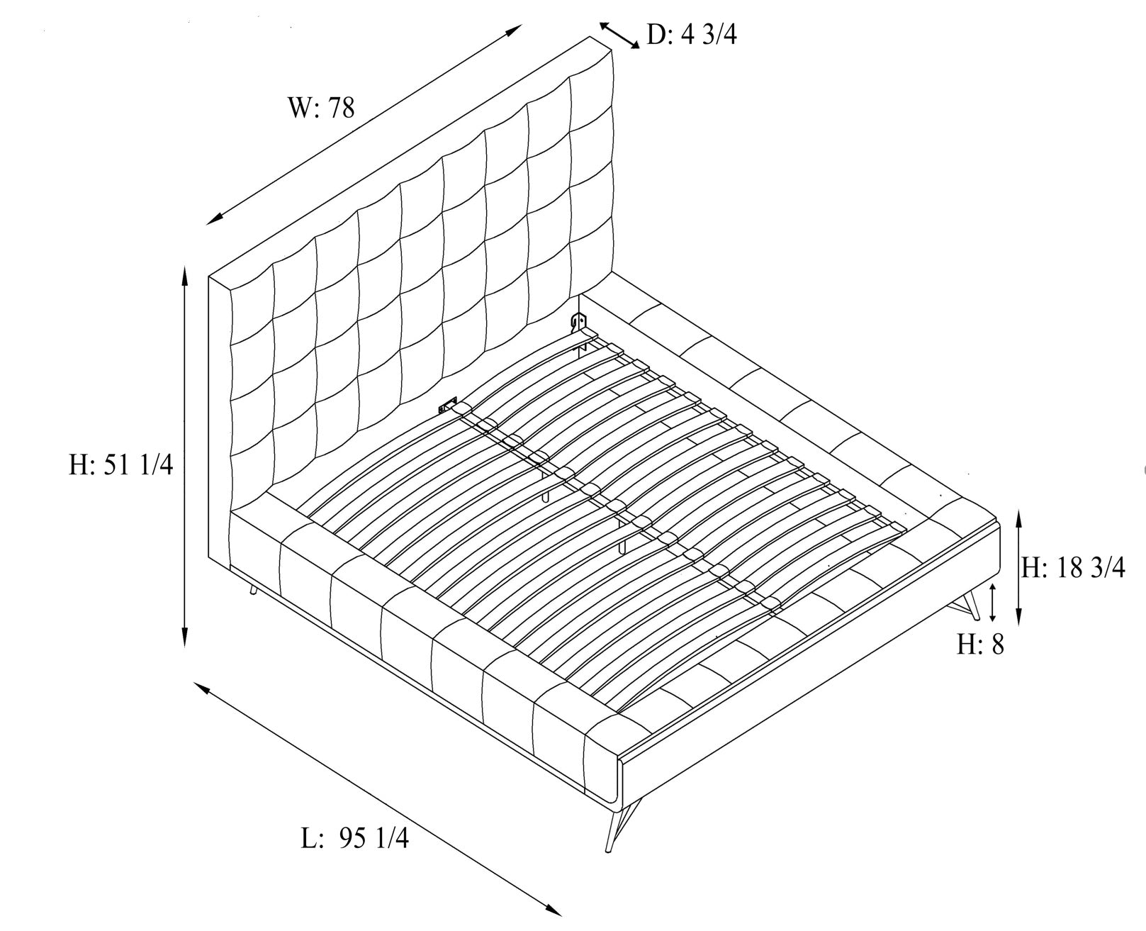 King Platform Bed Grey ZX-376