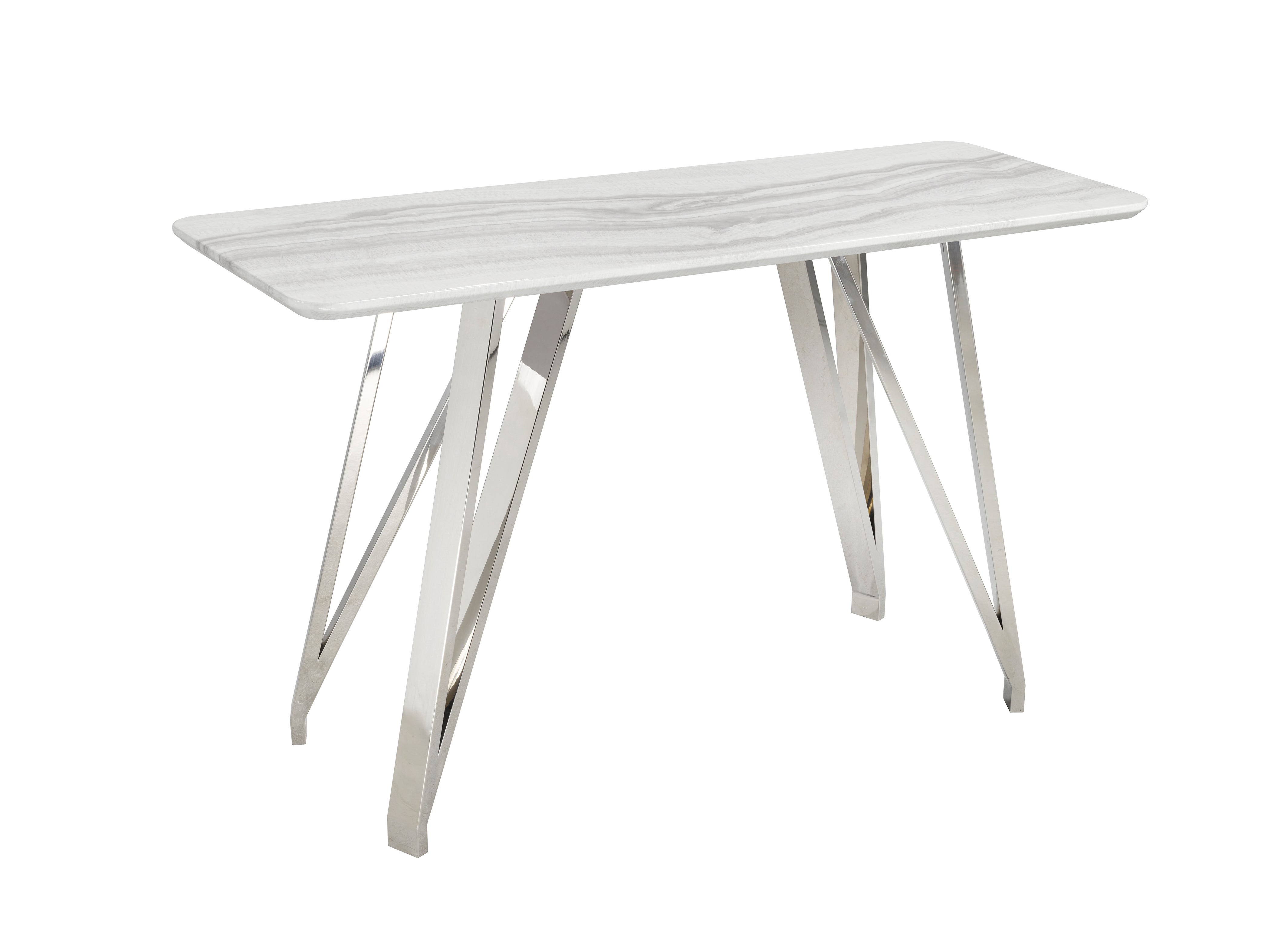 Contemporary Sebastian Sofa Table With Chrome Legs White/Silver B-897 S