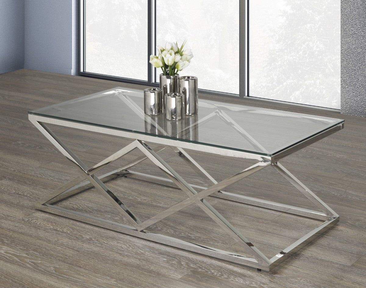 Unique Glass Coffee Table Chrome STC-007-A