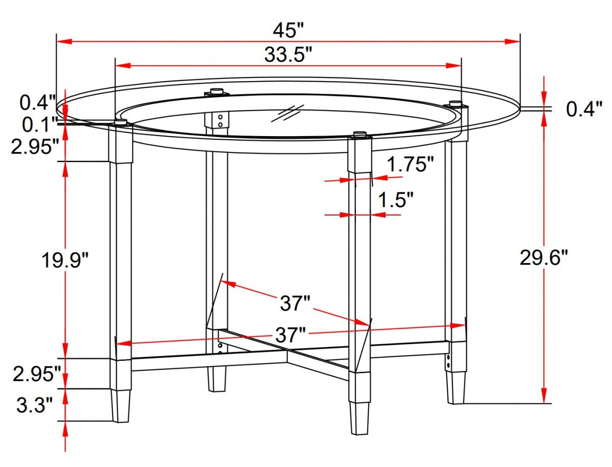 Round Chrome Dining Table With Acrylic Legs 61533-T