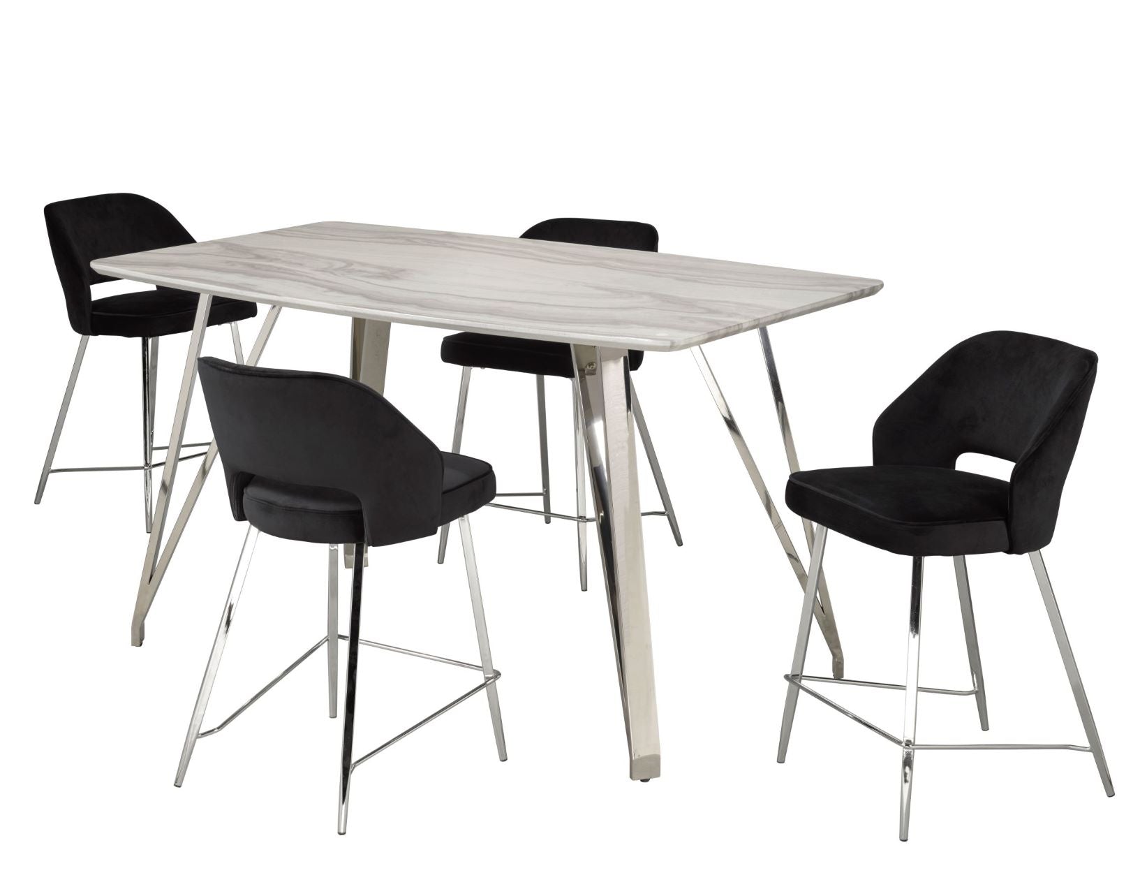 Ella Pub Set- Table with 4 Black Chairs - 1319