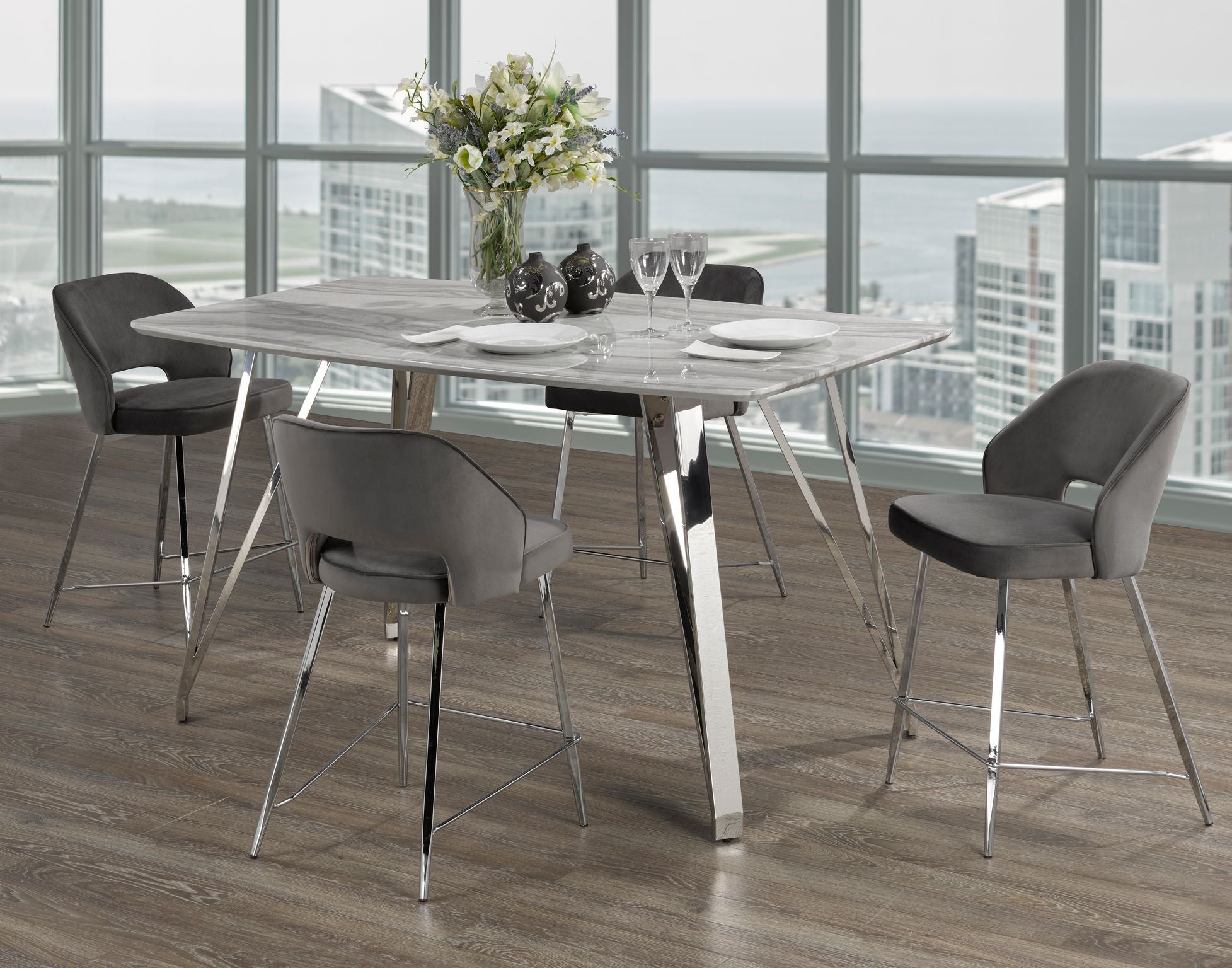 Ella Counter Height Dining Table with 4 chairs - 1319