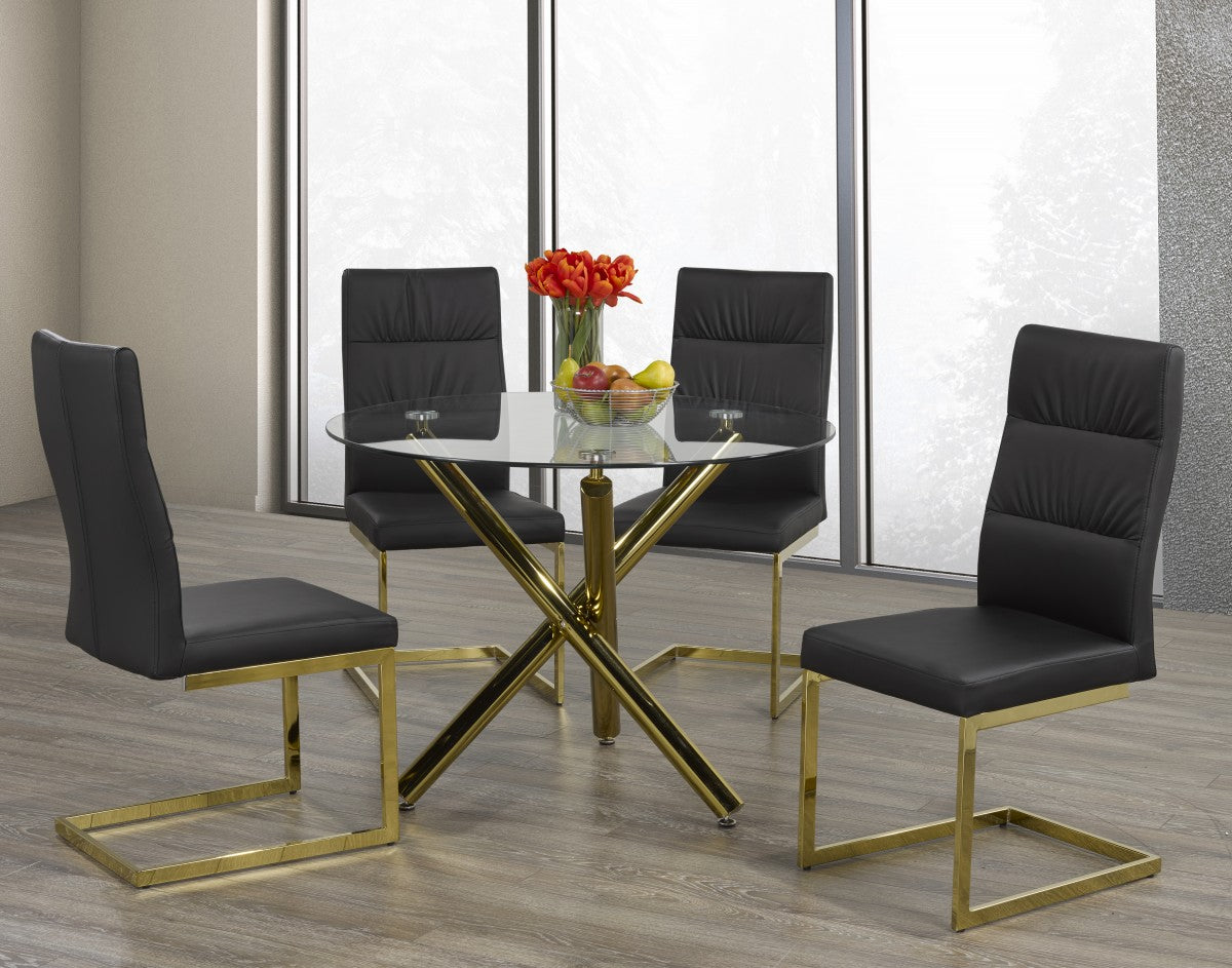 Modern Circular Dining Table With 4 Chairs Black 4194