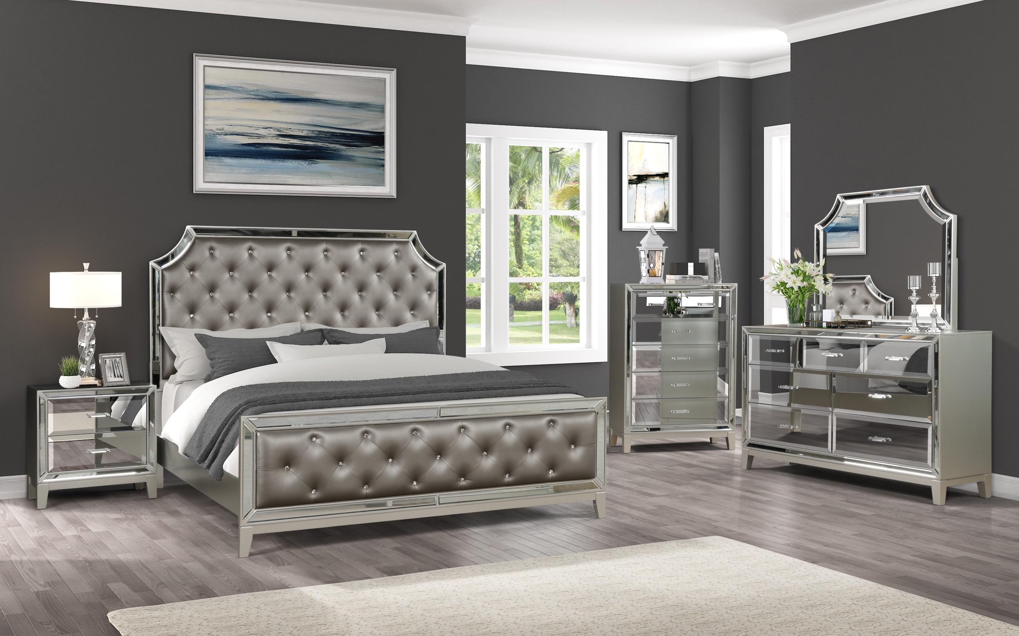 Harmon Bedroom Set Silver With Mirror Finish 1191