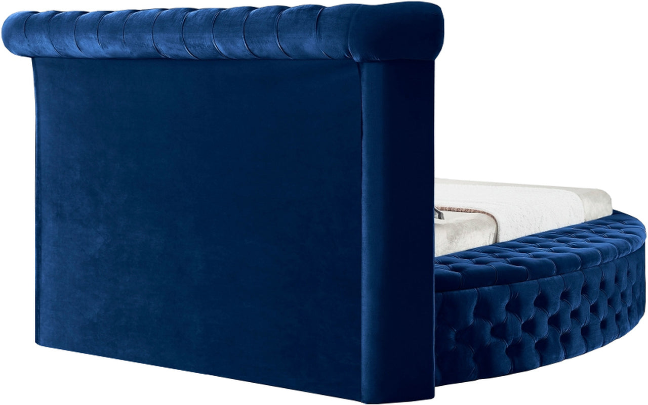 Hazel Blue Velvet Round Storage Bed 423