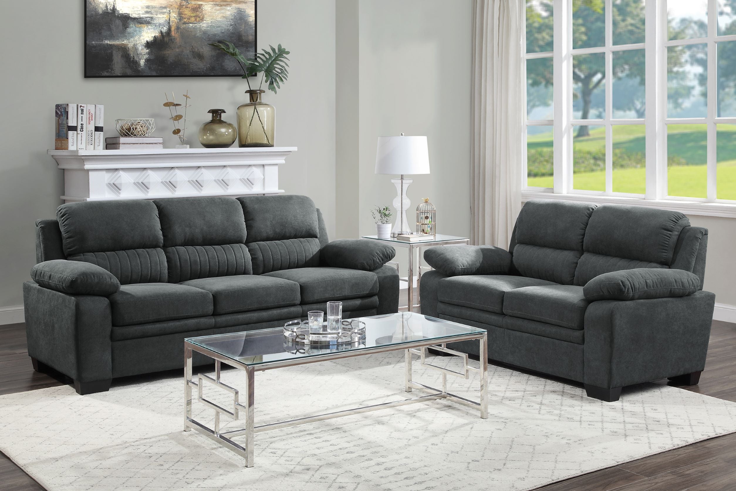 Holleman Sofa Set Dark Grey 9333