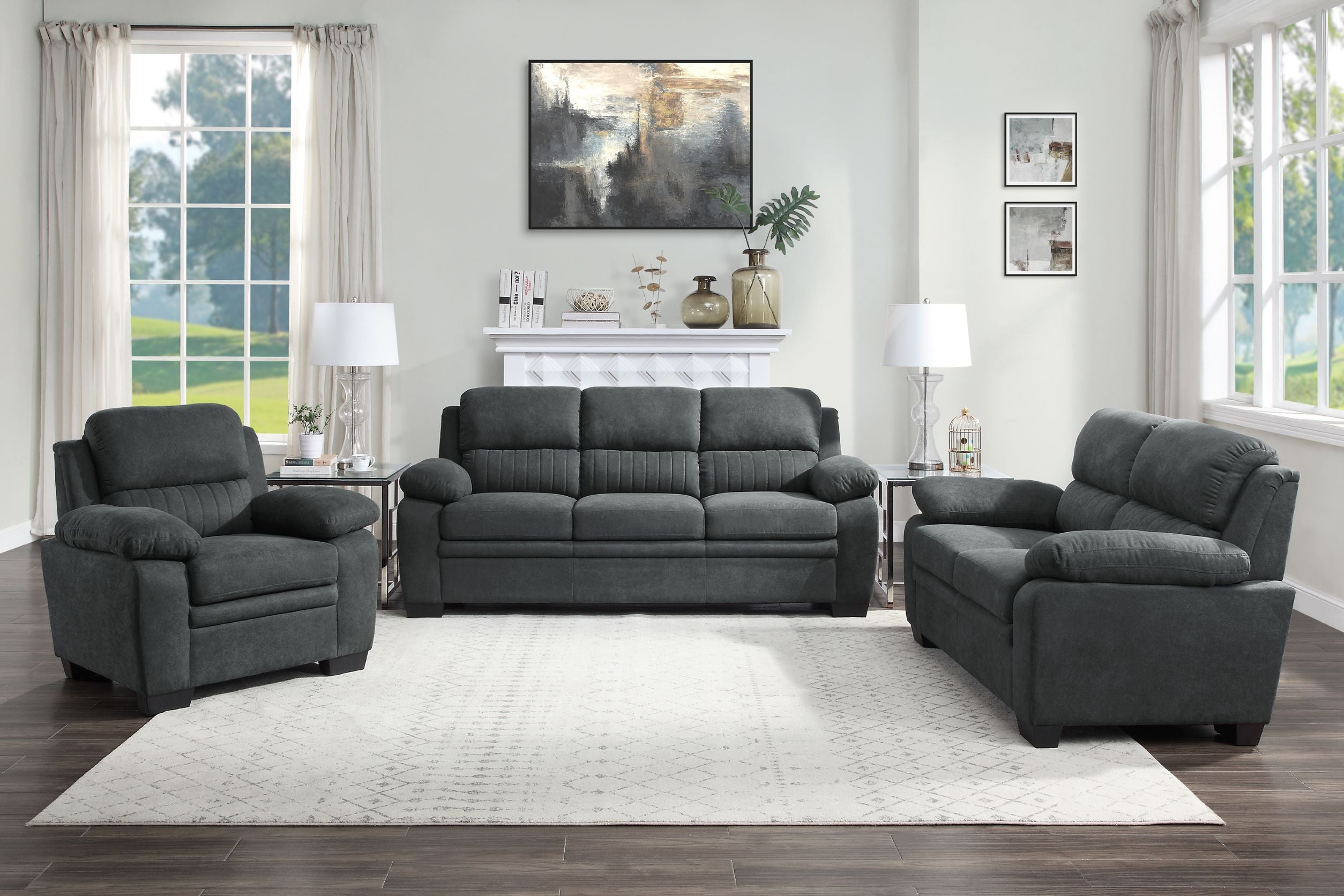 Holleman Sofa Set Dark Grey 9333