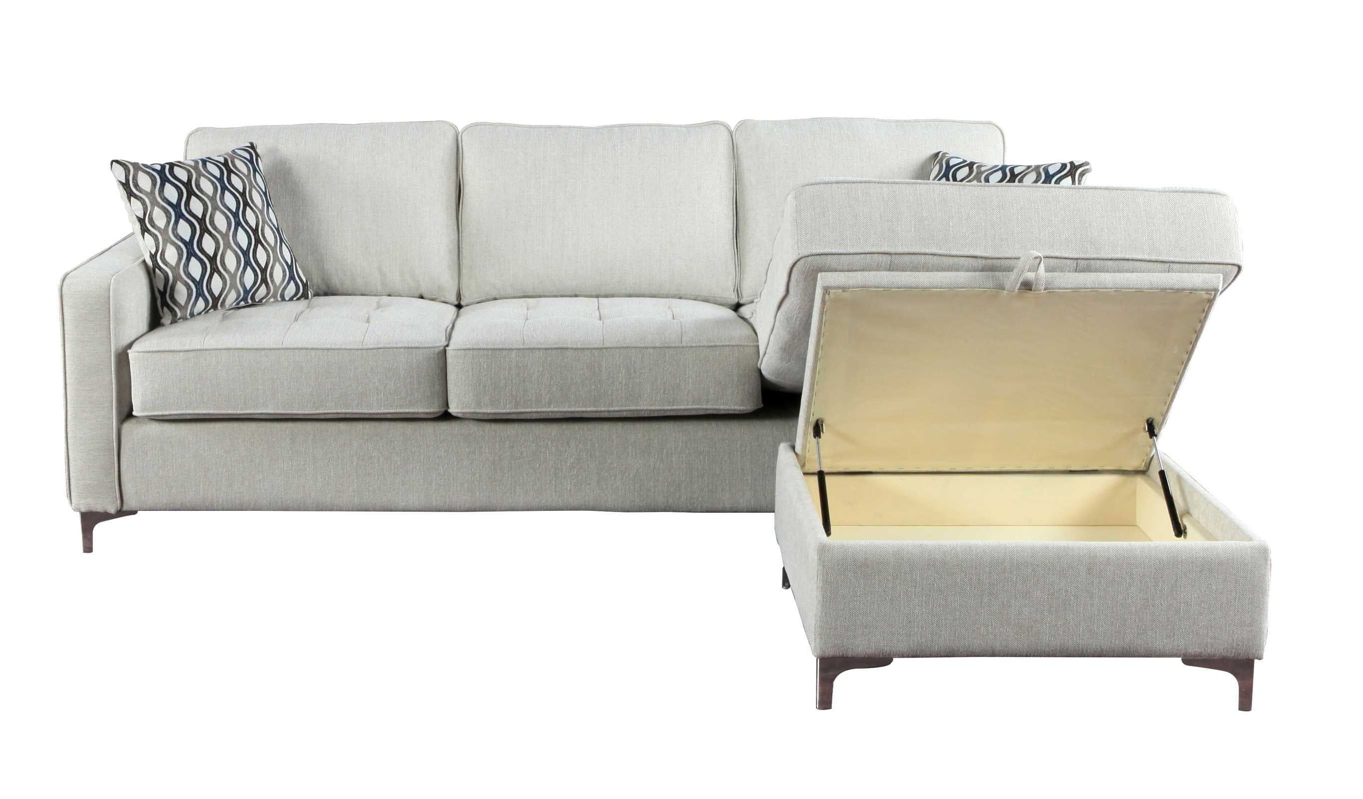 Hudson Reversible Sectional Sofa - Platinam Grey Fabric 9049PLT