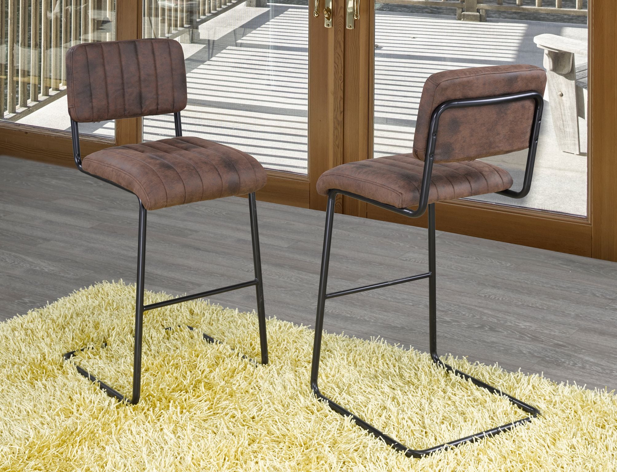2 PC Brown Stitch - Striped Counter Stool HY-80013H-T-26