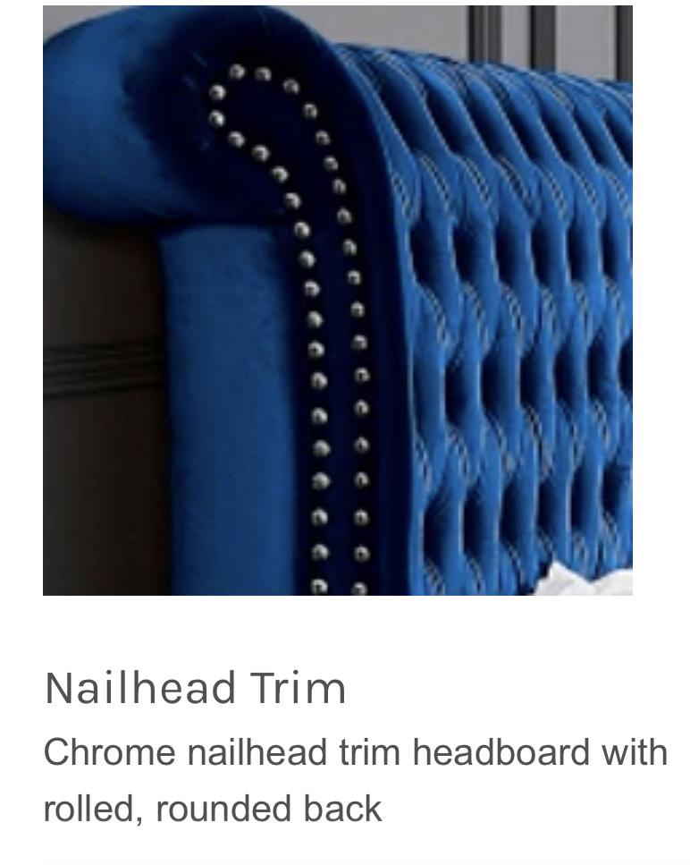 Hazel Blue Velvet Round Storage Bed 423