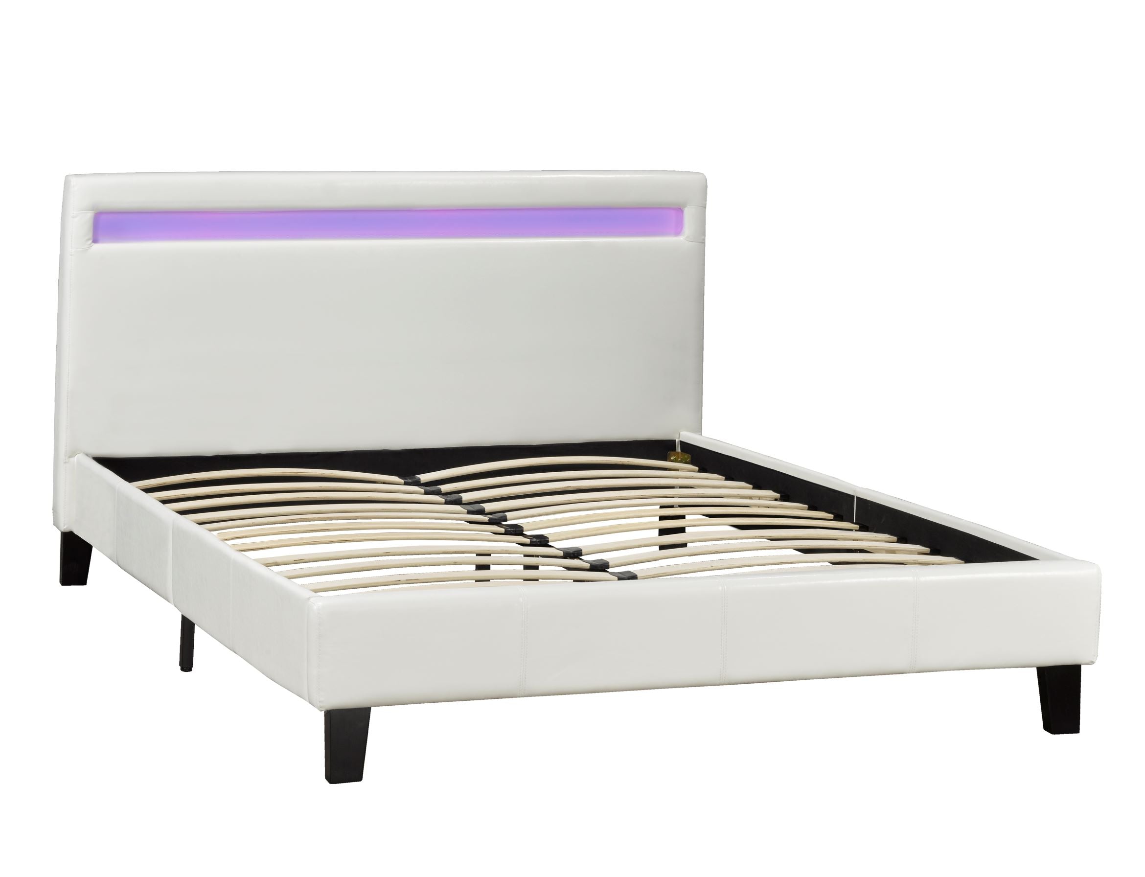 Queen  White Platform Bed with LED 688