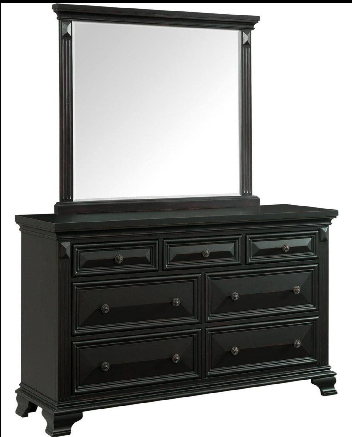 Calloway Panel Bedroom Set in Antique Black - 6 PCS